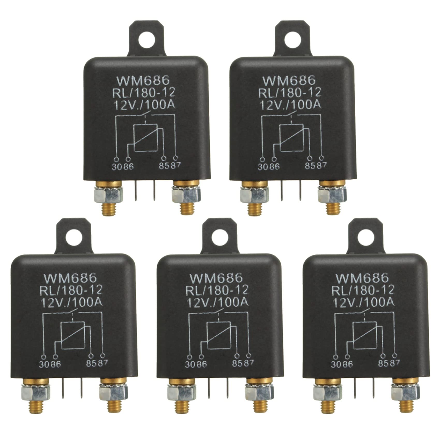 Ohewiiuk 5X 12V 100Amp 4-Pin Schwer Pflicht EIN/Aus Schalter Split Charge Relay für Auto Boot Van Schwarz von Ohewiiuk