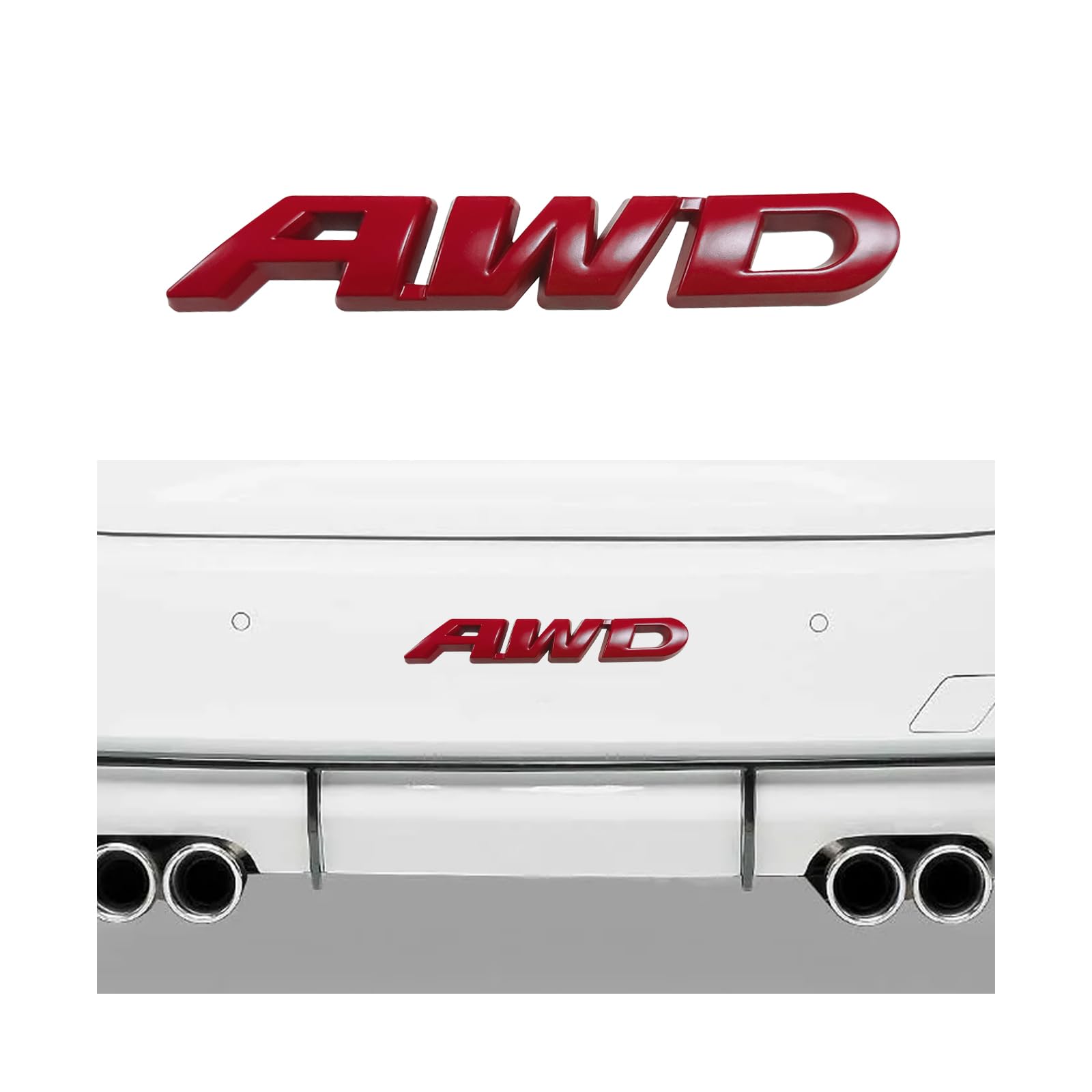 Ohleats AWD-Emblem-Aufkleber, 3D-Metall-Auto-Abzeichen-Aufkleber für Kofferraum, Heckklappe, Motorhaube, cooles Fahrzeug-Außenemblem, Dekoration, Aufkleber für SUV, LKW, universelles Autozubehör (rot) von Ohleats