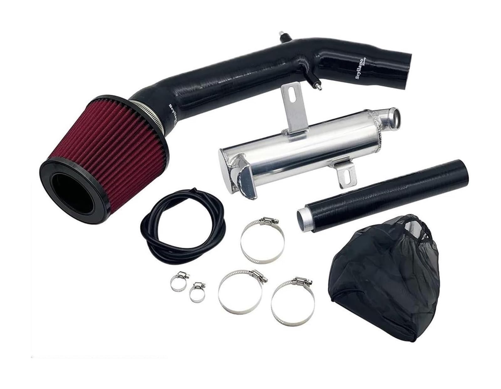 Auto Luftansaugschlauch Für Abarth 500 595 695 Mit Aluminium Reduzieren Wischer Tank Luftfilter Silikon Intake Modifizierte Kit(Blau) von Ohocean