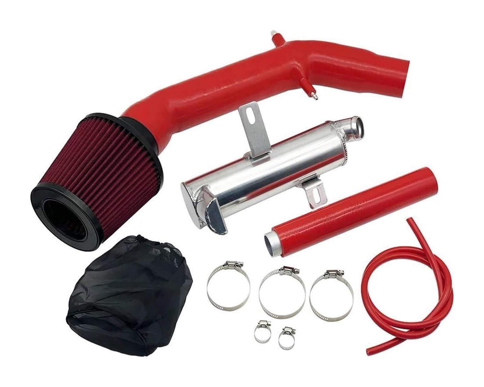 Auto Luftansaugschlauch Für Abarth 500 595 695 Mit Aluminium Reduzieren Wischer Tank Luftfilter Silikon Intake Modifizierte Kit(rot) von Ohocean