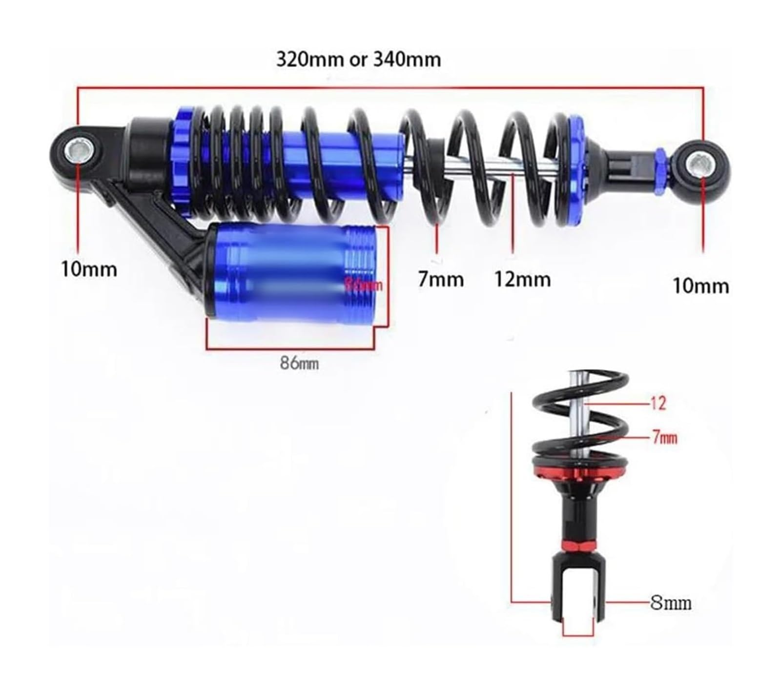 Motorrad Federbein Stoßdämpfer Für Y&amaha Roller ATV Quad Universal 320mm 340mmMotorrad Hintere Luftstoßdämpfer Hinterradaufhängung von Ohocean