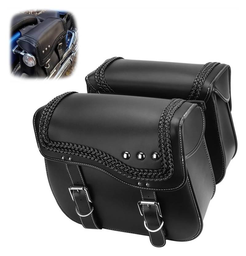 Ohocean Motorrad Hecktasche Für Für Shadow ACE 750 2003 Motorrad Satteltasche PU Leder Reisetasche Seitensatteltaschen Motorradtasche von Ohocean