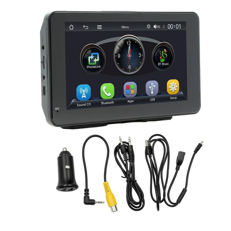 Ohulelks Auto 7 Bluetooth Tragbarer Bildschirm Fahrzeugrekorder GPS-Navigation Display Kabelloses Carplay Android Auto MP5 Player von Ohulelks