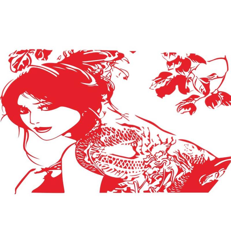 Ohulelks Auto Aufkleber Girl Dragon Tattoo Totem Aufkleber Hood Sticker Auto Dekoration 56X89Cm Rot von Ohulelks