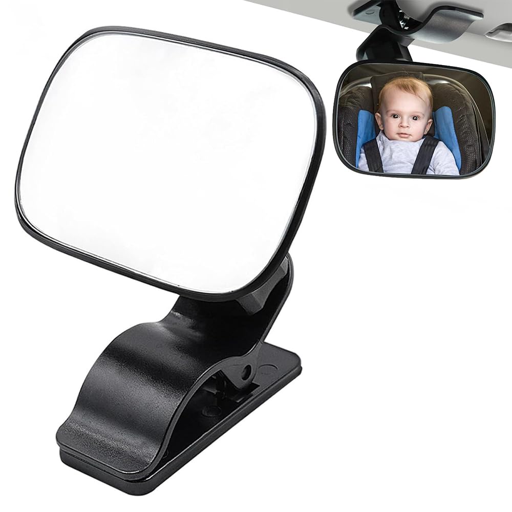 Baby Autospiegel, Babyspiegel für Auto Rücksitz, Bruchsicherer Auto Babyspiegel, 360° Verstellbarer Rückspiegel, Baby Autositz Spiegel mit Clip zum Hinten zu sehen Neugeborene, Säugling, Baby und Kind von Oimaik