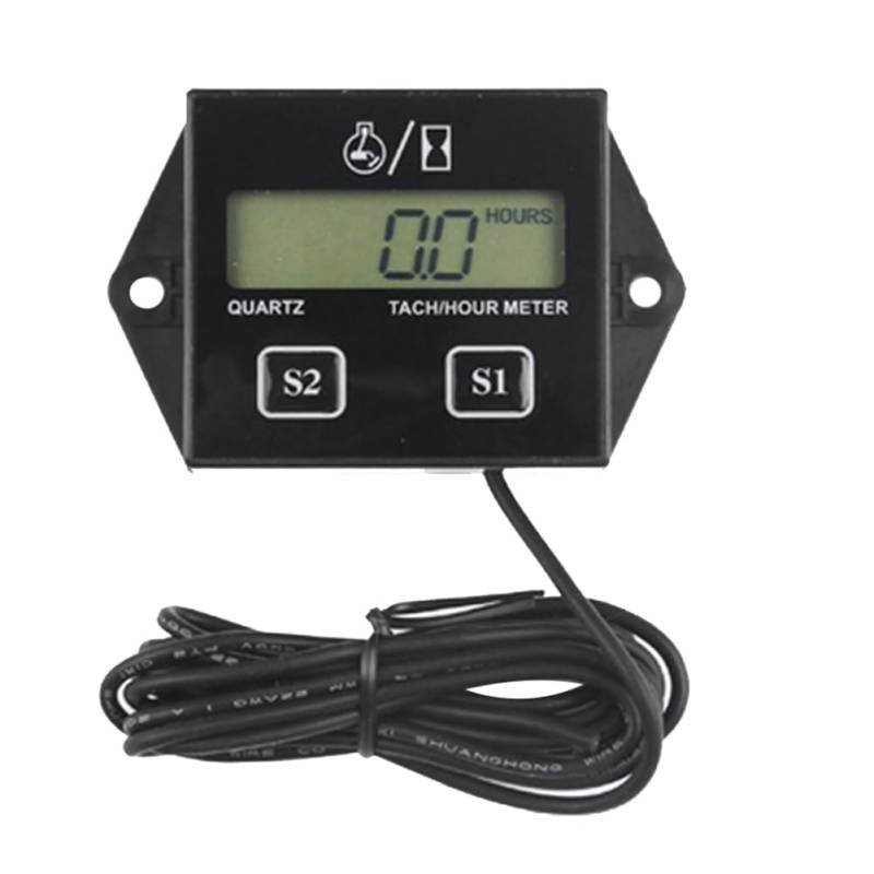 Okeeyseda Motorrad Gartentraktor Autoschlaginstrument - Langlebiges Schwarzes Induktions-Drehzahlmesser-Messgerät mit Motordigitalanzeige, Tachometerstundenzähler und Tachometer von Okeeyseda