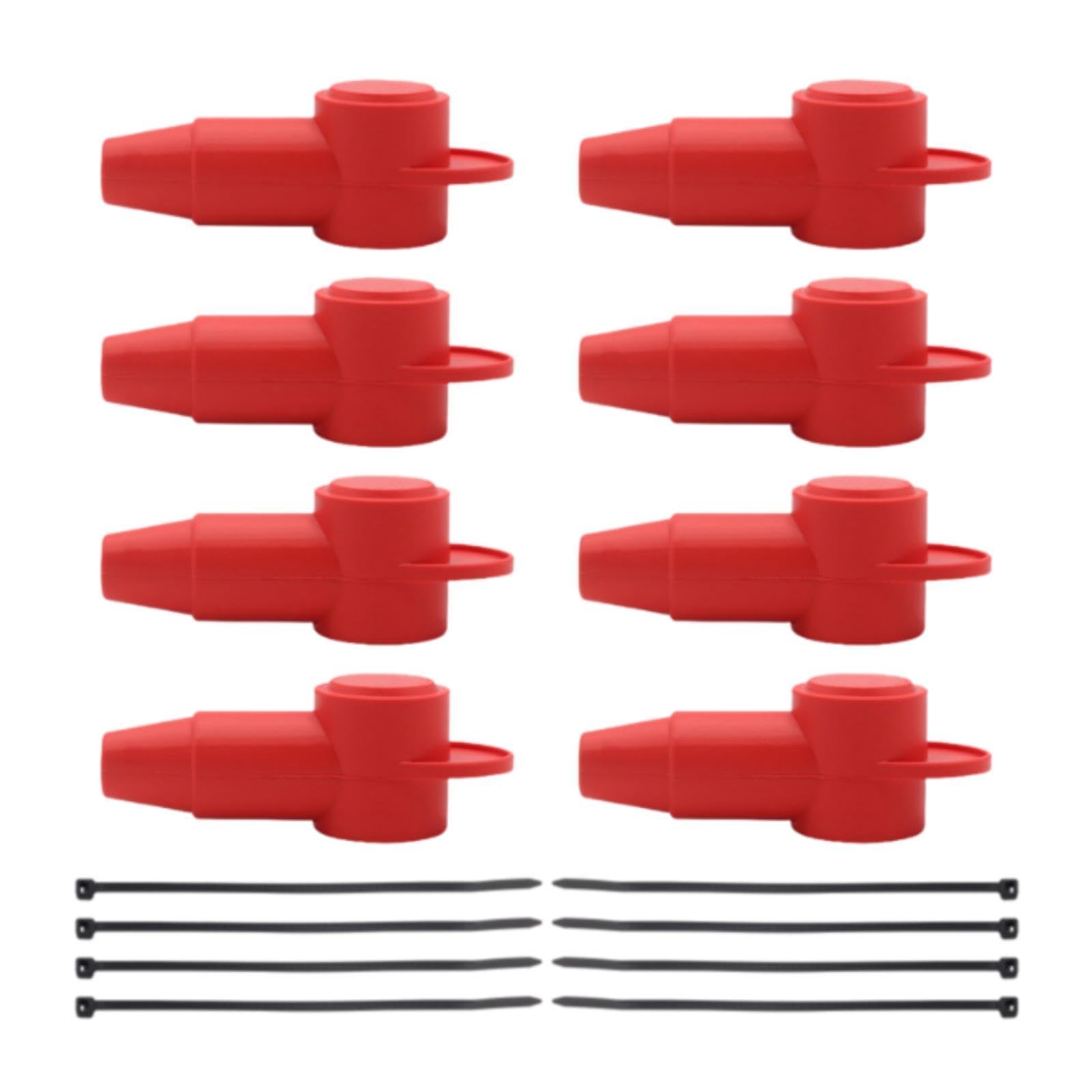 Okiyakusama 8 x generische Klemmenabdeckungen, Klemmenpfosten-Boot-Abdeckung, Lichtmaschinen-Starter mit Kabelbindern für Motorräder, Boote, LKWs, Rot von Okiyakusama