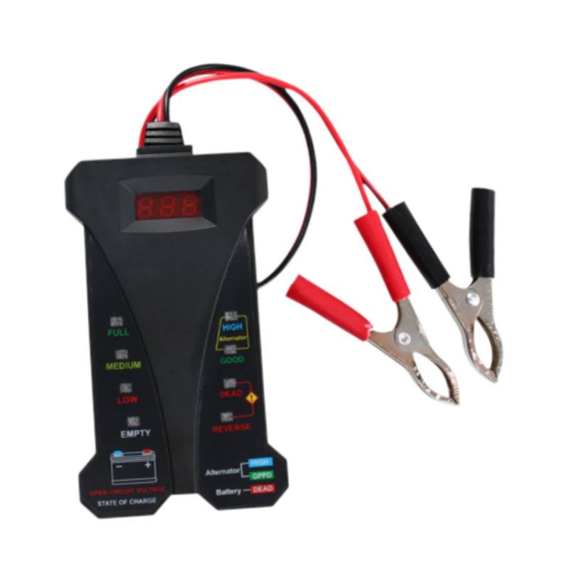 Okiyakusama Autobatterietester Autobatterietester LED-Leuchtenanzeige Digitaler Batterieanalysator Batterielasttester für LKW RV Auto von Okiyakusama