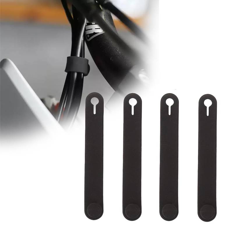 Oldbones Universal Kabelbinder 95 mm Spanngurt Tie Up Motorrad Silikon Drahtbinder für Ölleitung, Schläuche, Gashebel, Kupplung Kabelbinder schwarz 4 Stück von OldBones