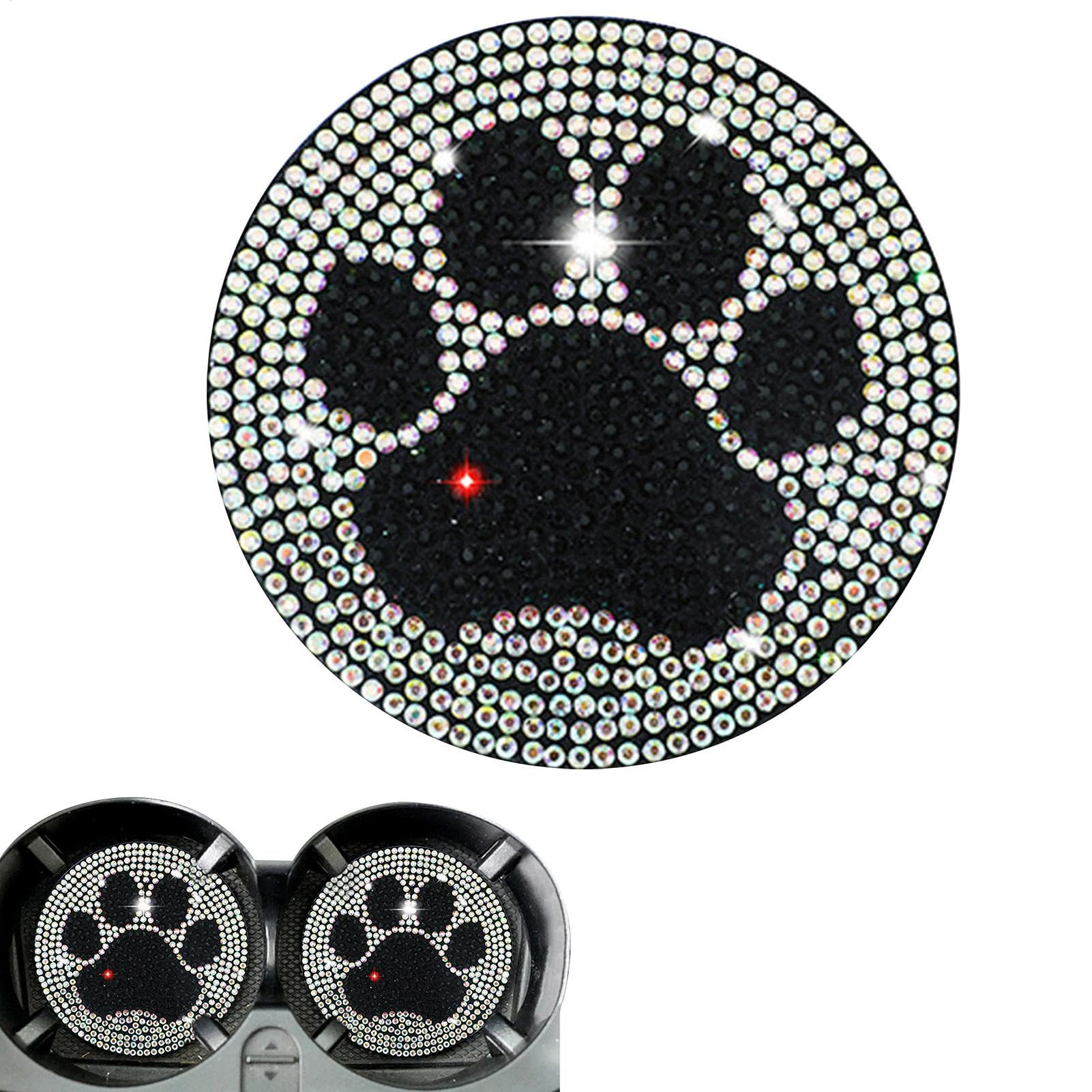 Bling Cup Halterauto, Strassauto Untersetzer - PVC-Auto-Untersetzer Anti-Schlupf-Becher-Matten Einsatz | Auto -Innenzubehör, Black Bling Mats Cupeholder für Männer, die meisten Fahrzeuge von Oldmoom