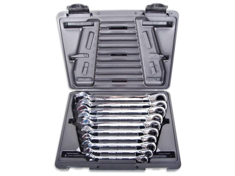 Omega Mechanix M2140 umschaltbaren Ratschenschlüssel-Satz - 10 Stück - 8, 10, 12, 13, 14, 15, 16, 17, 18 und 19 mm - CR-V -Profi- Qualität von Omega Mechanix