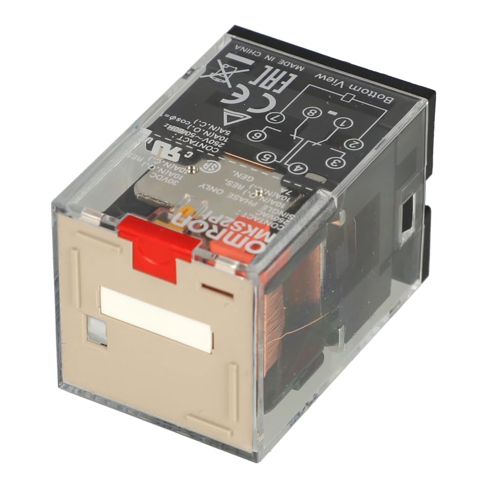 MKS2PI 24AC | MKS2PI AC24 | 376678 | OMRON RELAY, PLUG-IN, 8-PIN, DPDT, 10 A, MECH INDICATOR, TEST BUTTON, 24VAC von Omron