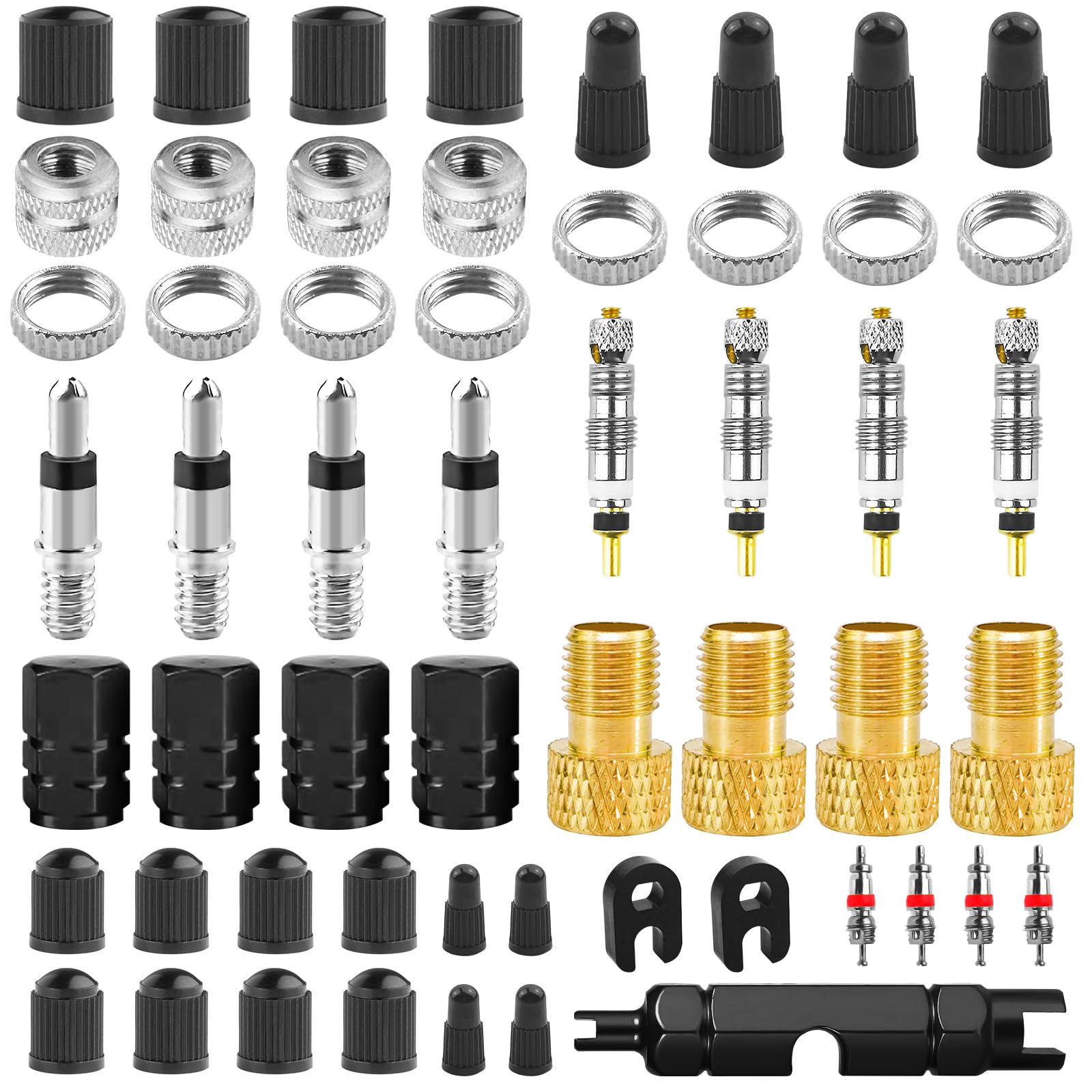 Omsscun 39 PCS Fahrradventil, Fahrrad ventile, Ventilkappen Fahrrad Französisch, Schwalbe Click Valve, Ventilschlüssel, Französisches Ventil für Schwalbe Click Valve Umrüst Set Bicycle Valve von Omsscun