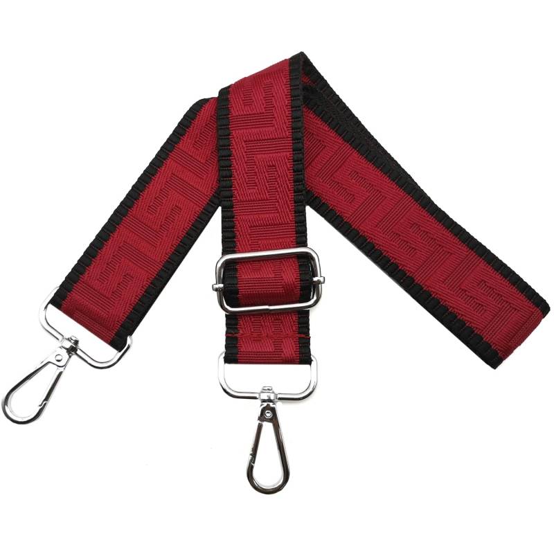 Schultergurt für Tasche Taschengurte zum Wechseln, Verstellbar Taschengurt Breit 3.8cm mit Silber Karabiner - Taschenband Schulterriemen Tragegurt für Handtaschen Damen, Schwarz/Rot, K11 von Omxyinma