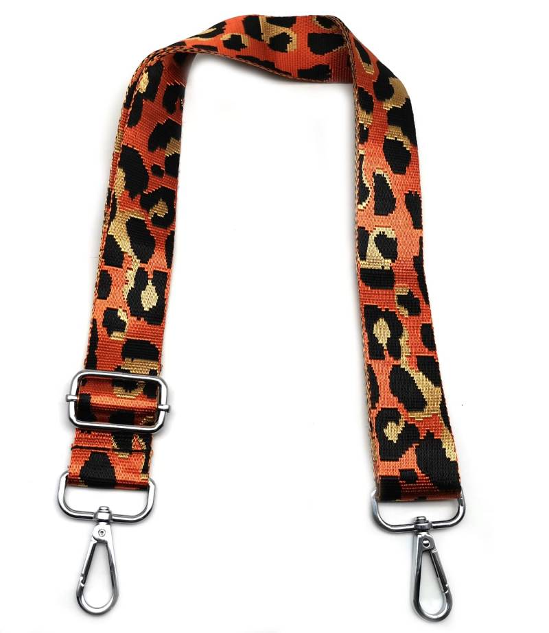 Taschengurte zum Wechseln, Taschengurt Orange Leopard, Verstellbarer Schultergurt für Tasche mit Karabiner Silber, Schulterriemen 3.8cm Umhängegurt für Taschen für Damen DIY Taschen, #3 von Omxyinma