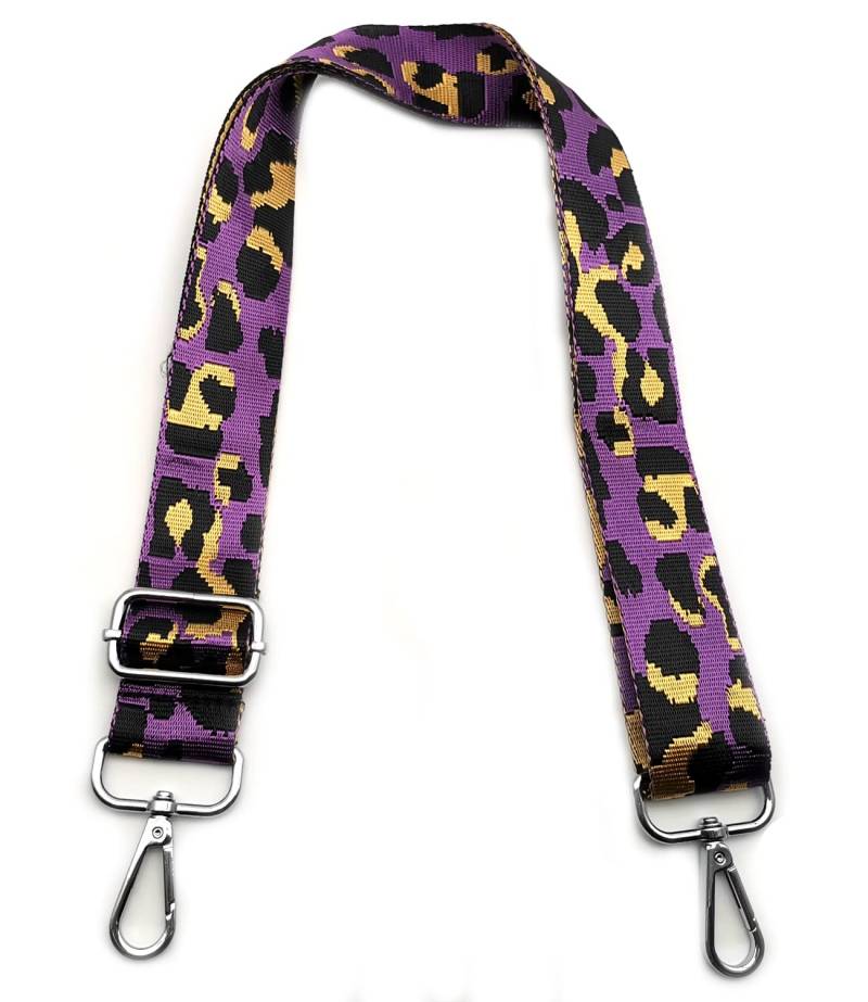 Taschengurte zum Wechseln, Taschengurt Violett Leopard, Verstellbarer Schultergurt für Tasche mit Karabiner Silber, Schulterriemen 3.8cm Umhängegurt für Taschen für Damen DIY Taschen, #8 von Omxyinma