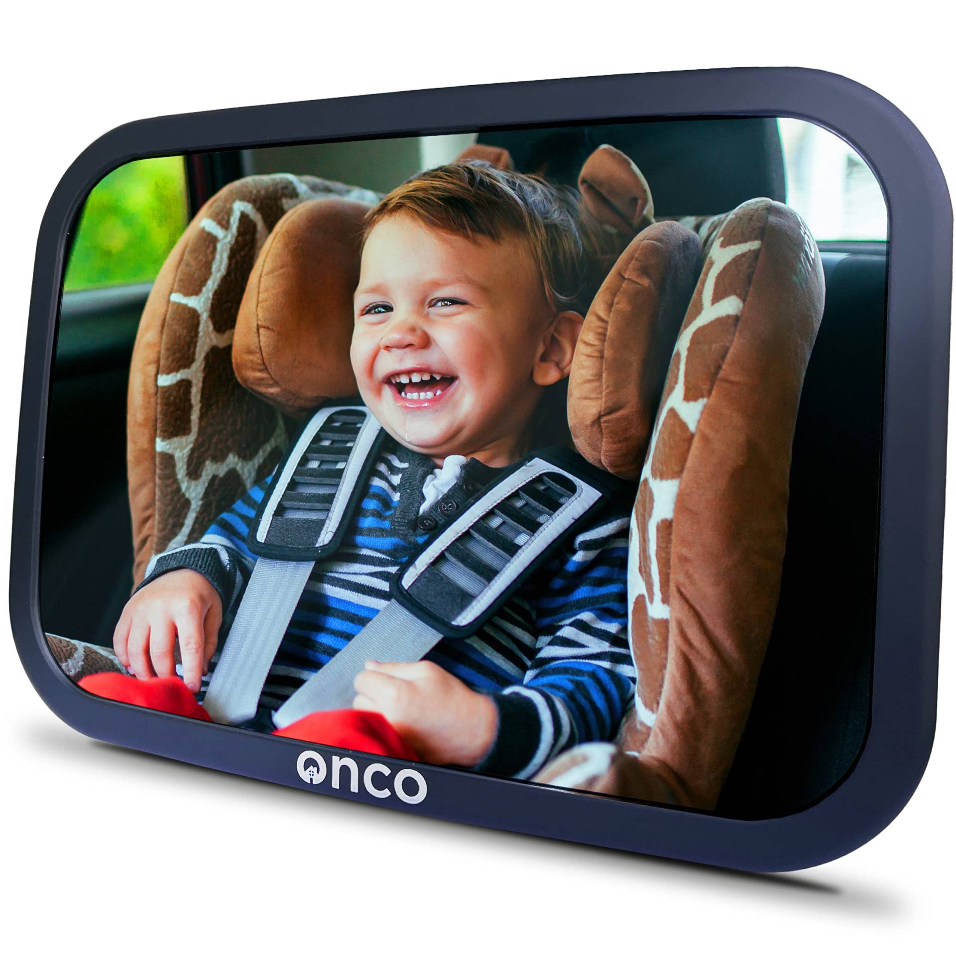 Onco 360° Baby Autospiegel - 100% Bruchsicher & Rutschfest, 2024 & 2023 Preisgekrönt, Klare & Weite Sicht, Spiegel Auto Baby Rückbank (17,5 x 24,5 cm) von Onco