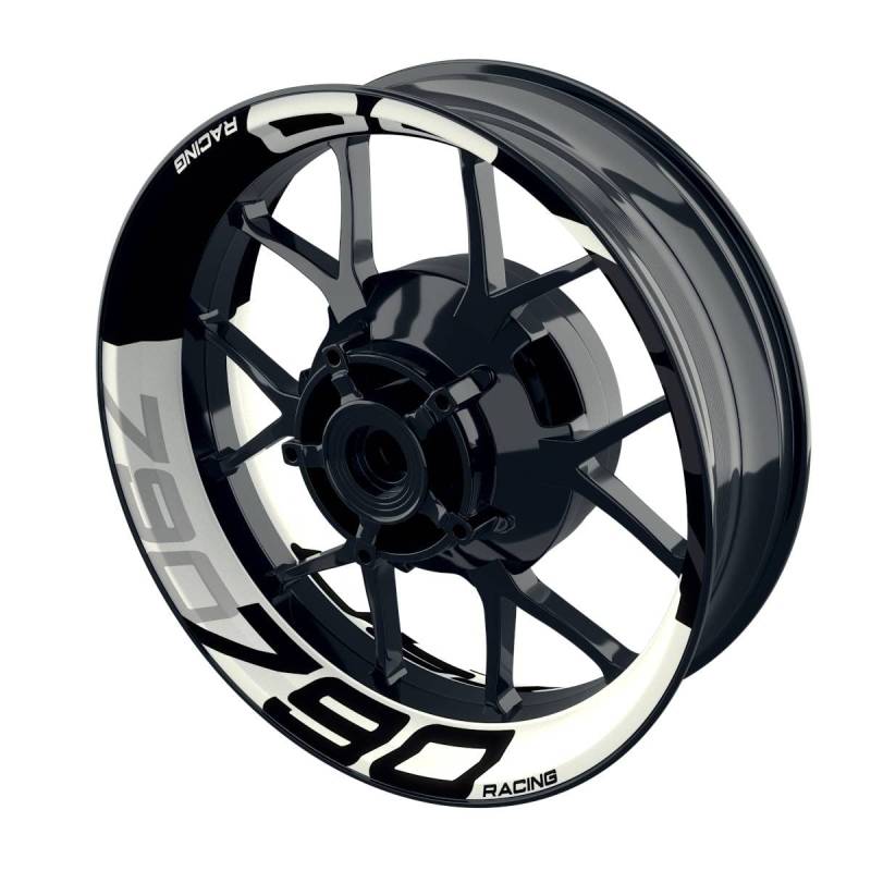 One-Wheel, 790 Racing, Felgenaufkleber Premium, Passend Für KTM 790 Duke, Motiv: Halb Halb V2, Wheelsticker Motorrad, Felgenrandaufkleber GP, Weiss von One-Wheel