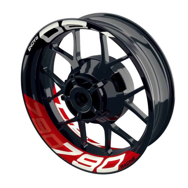 One-Wheel, 790 Racing, Felgenaufkleber Premium Geteilt, Passend Für KTM 790 Duke, Motiv: Halb Halb V2, Wheelsticker Motorrad, Felgenrandaufkleber GP, Rot von One-Wheel