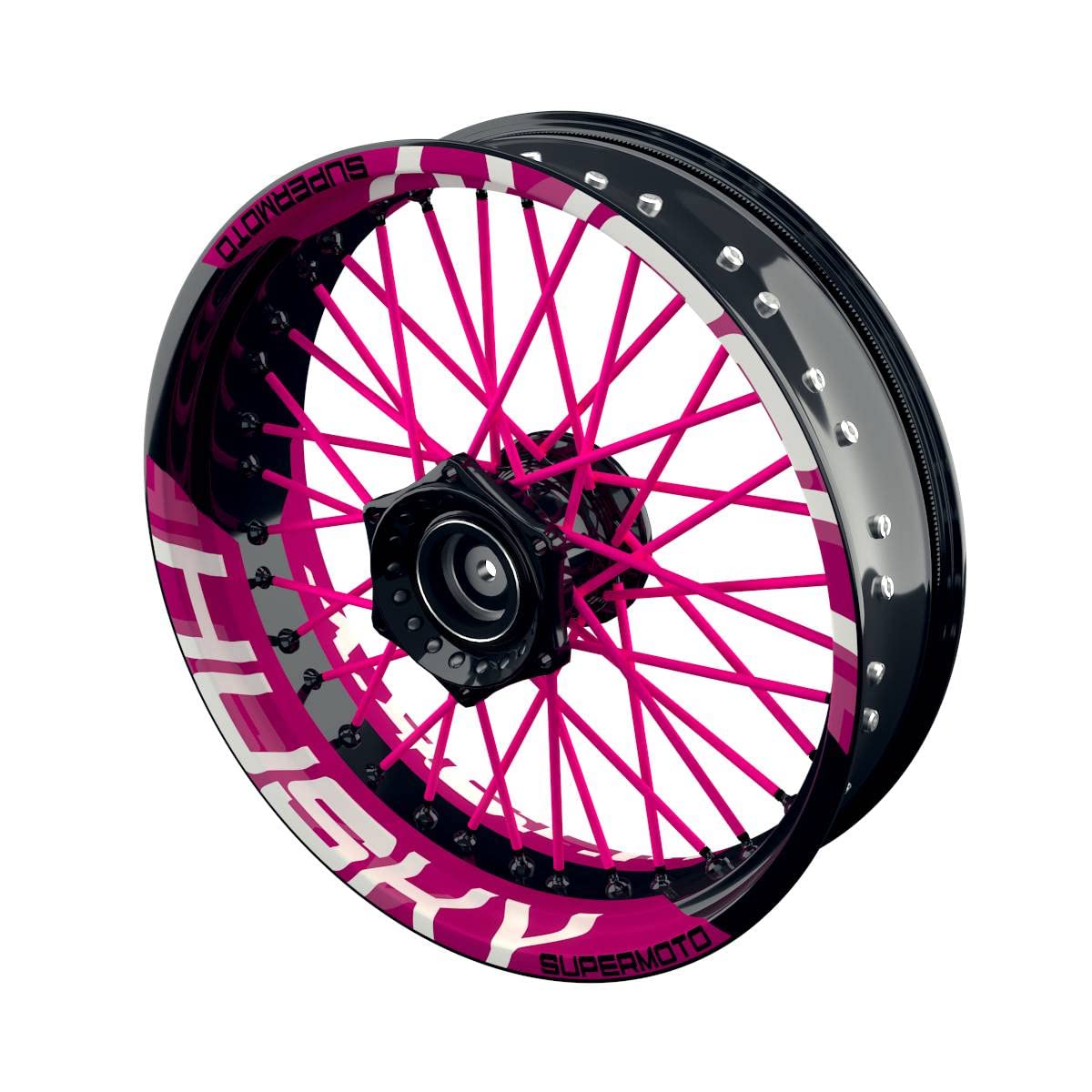 One-Wheel, Husky Supermoto, Felgenaufkleber Premium Geteilt, Passend Für alle Husqvarna Supermoto z.B. 701, Motiv: einfarbig V2, Wheelsticker Motorrad, Felgenrandaufkleber GP, Pink von One-Wheel