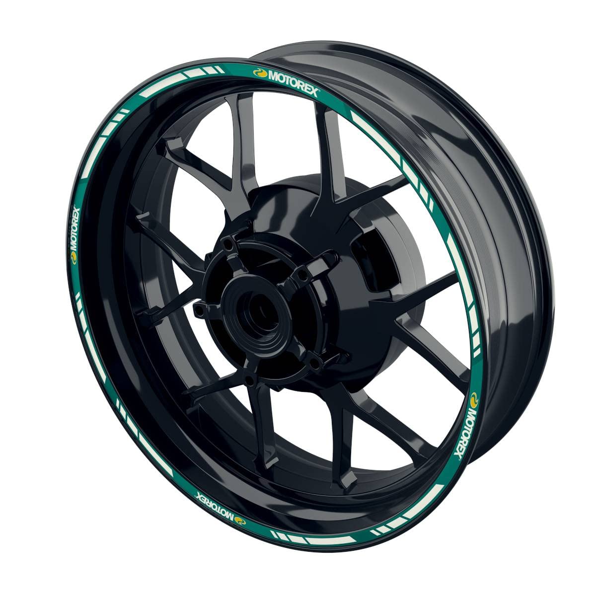 One-Wheel, Motorex Premium Felgenrandaufkleber Motorrad passend für Kawasaki, Suzuki, Honda, Yamaha, KTM, BMW etc, Motiv: Design 1, Felgenrandaufkleber GP, Wheelsticker von One-Wheel