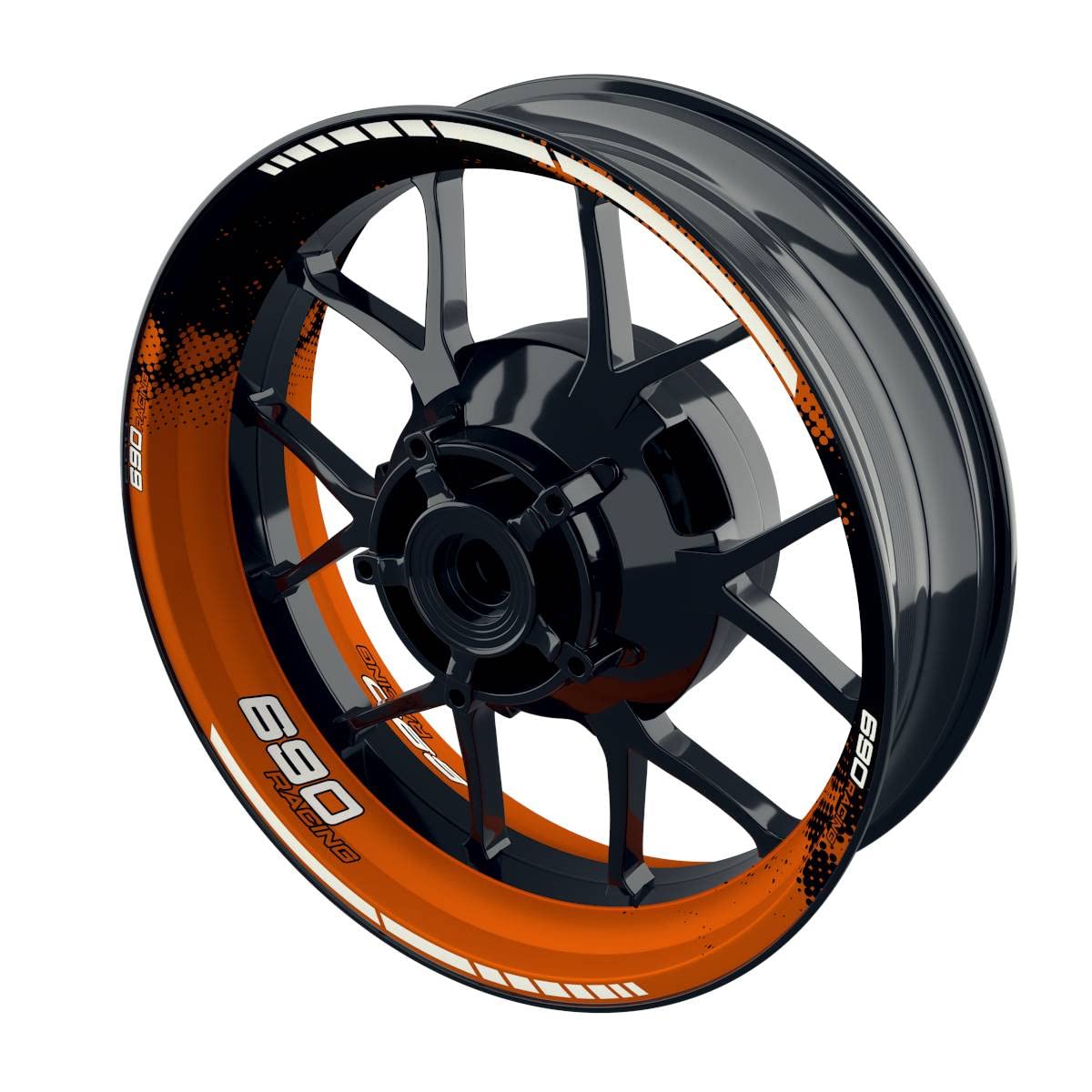 One-Wheel, Premium Felgenaufkleber passend für KTM Duke 690| Motiv: 690 Racing DOTS, Felgenrandaufkleber GP, Wheelsticker Motorrad, Farbe orange von One-Wheel