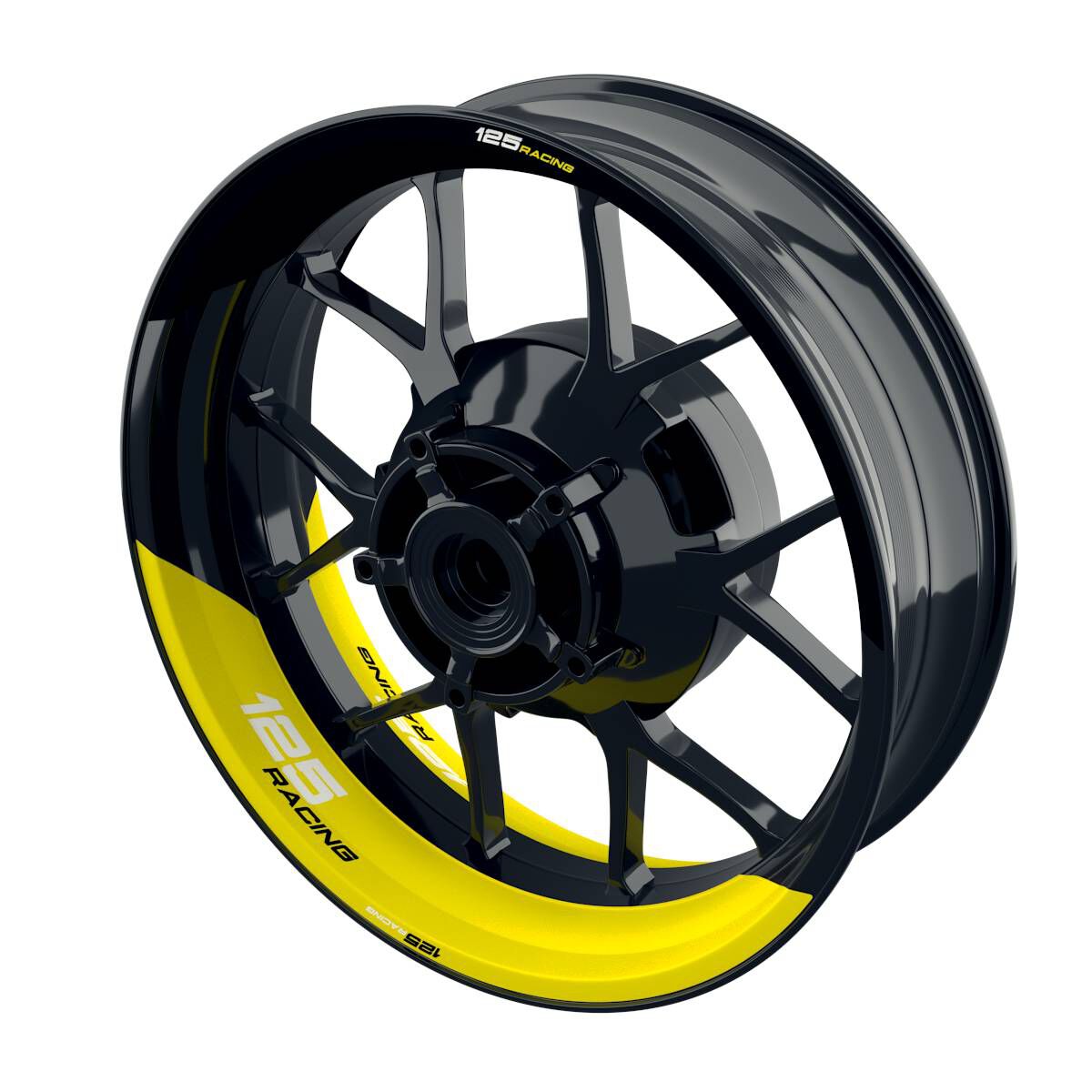 One-Wheel Felgenaufkleber 125 Racing geteilt halb halb gelb glänzend von One-Wheel