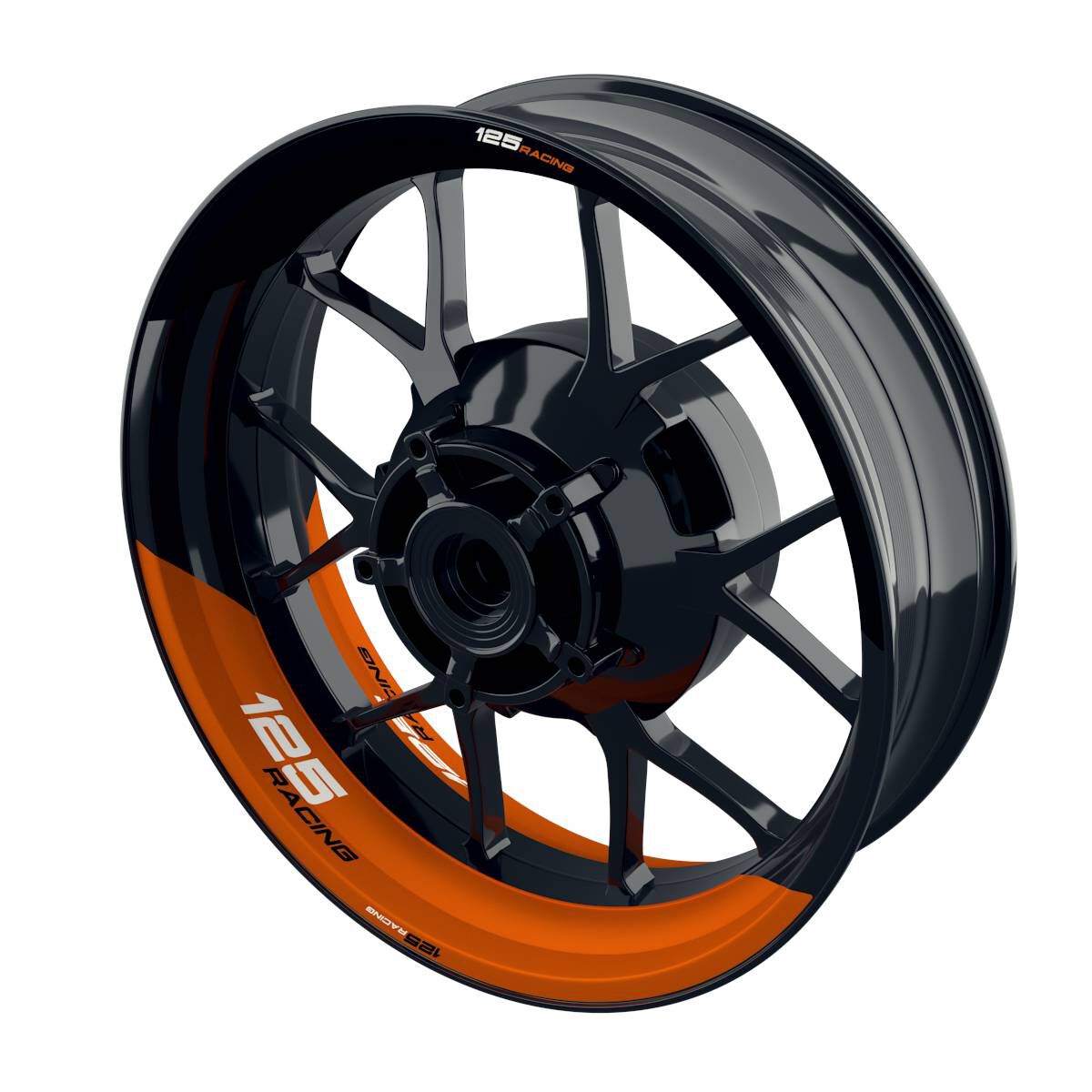 One-Wheel Felgenaufkleber 125 Racing geteilt halb halb orange glänzend von One-Wheel