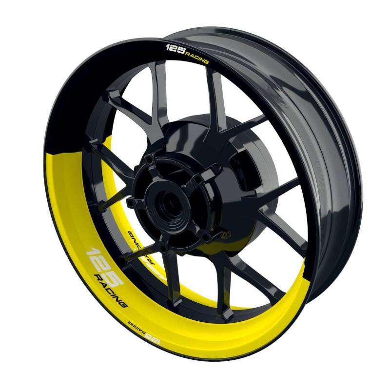 One-Wheel Felgenaufkleber 125 Racing halb halb gelb matt von One-Wheel