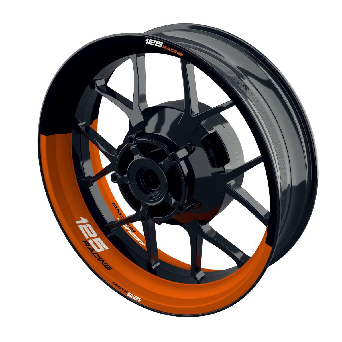 One-Wheel Felgenaufkleber 125 Racing halb halb orange matt von One-Wheel