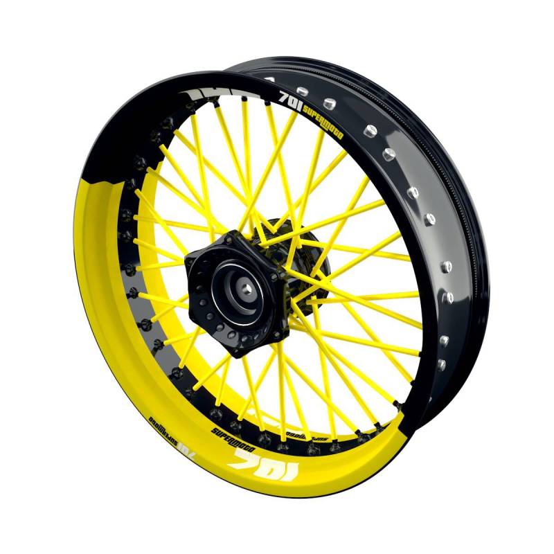 One-Wheel Felgenaufkleber 701 Supermoto halb halb gelb glänzend von One-Wheel