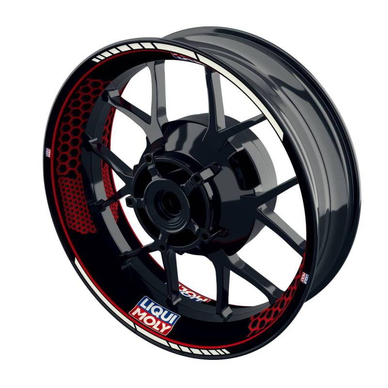 One-Wheel Felgenaufkleber Liqui Moly Hexagon schwarz rot glänzend von One-Wheel