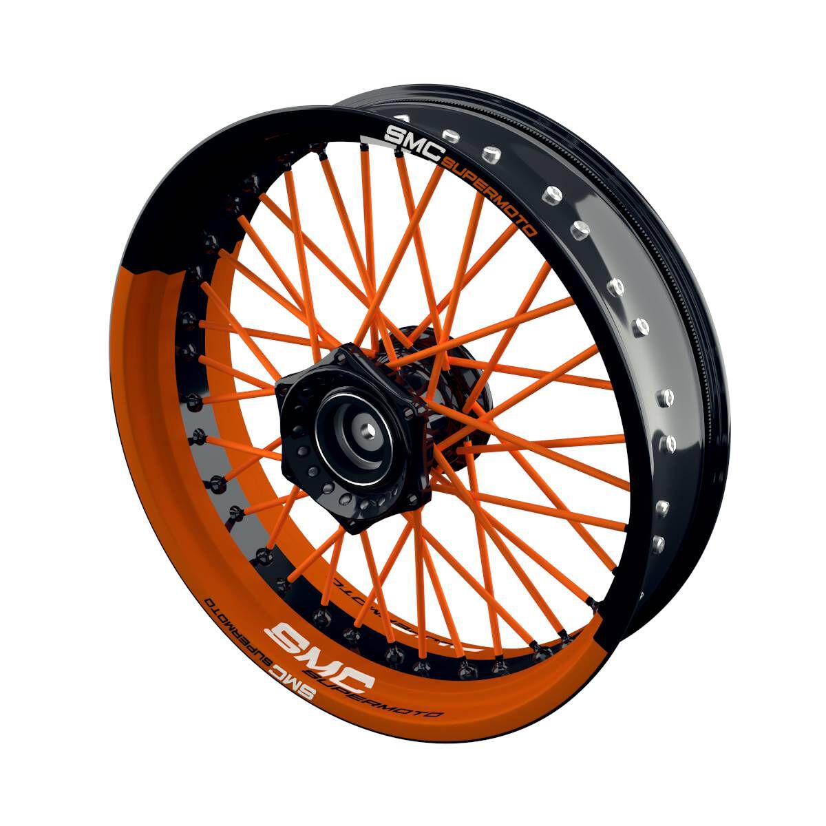 One-Wheel Felgenaufkleber SMC Supermoto halb halb orange glänzend von One-Wheel