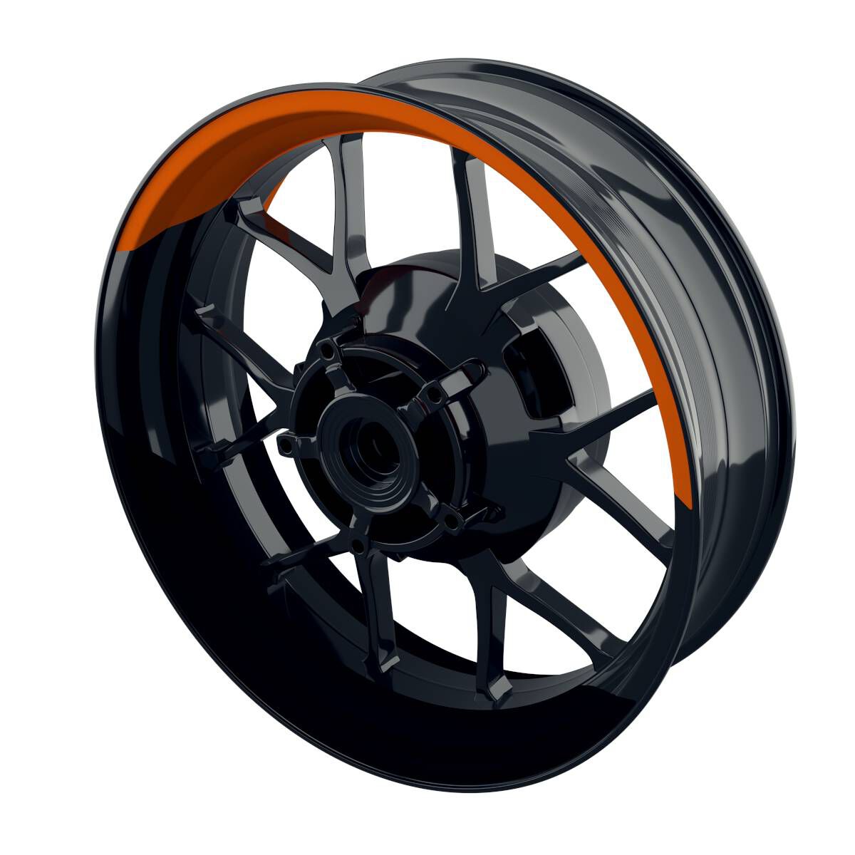 One-Wheel Felgenaufkleber halb halb geteilt schwarz orange glänzend von One-Wheel