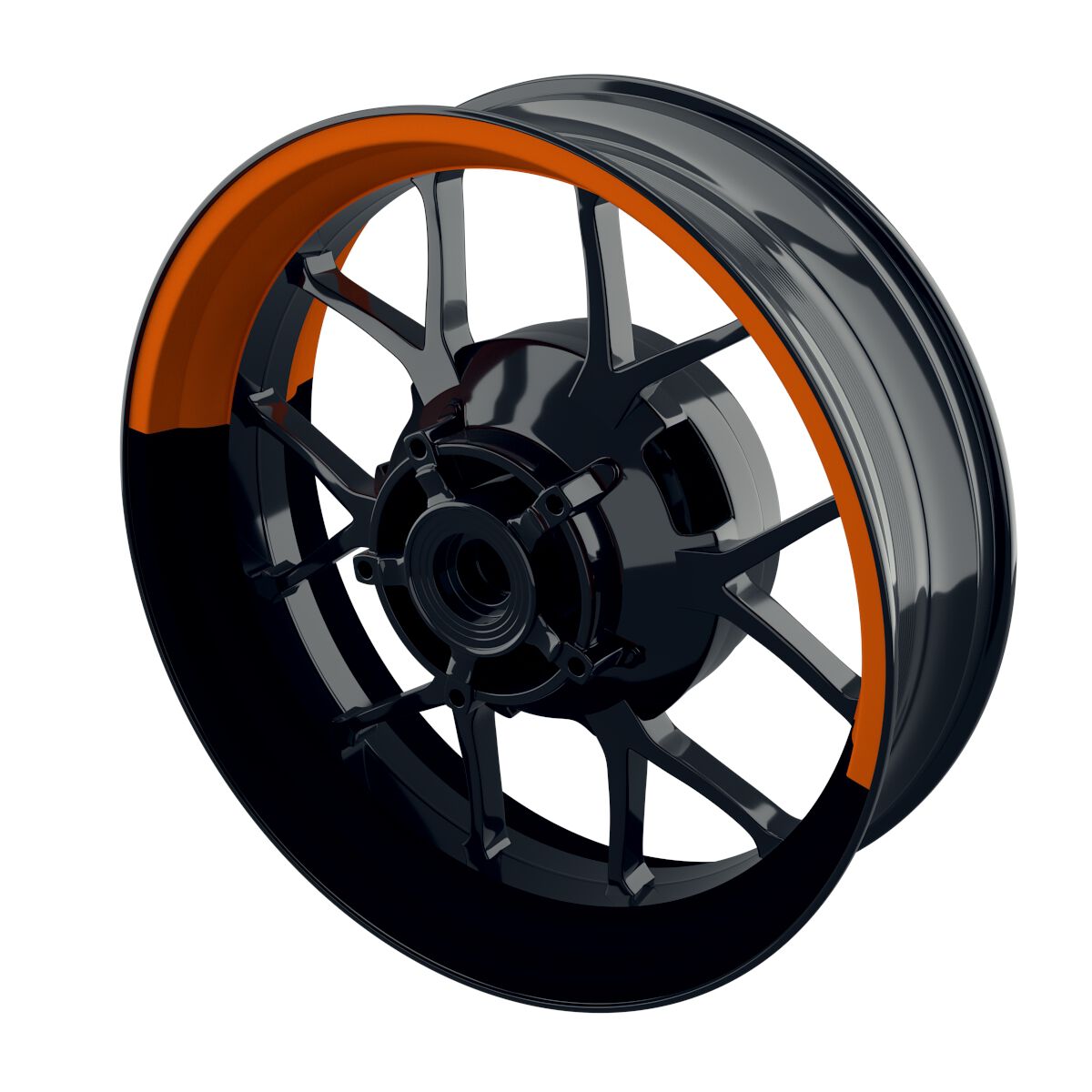 One-Wheel Felgenaufkleber halb halb schwarz orange matt von One-Wheel