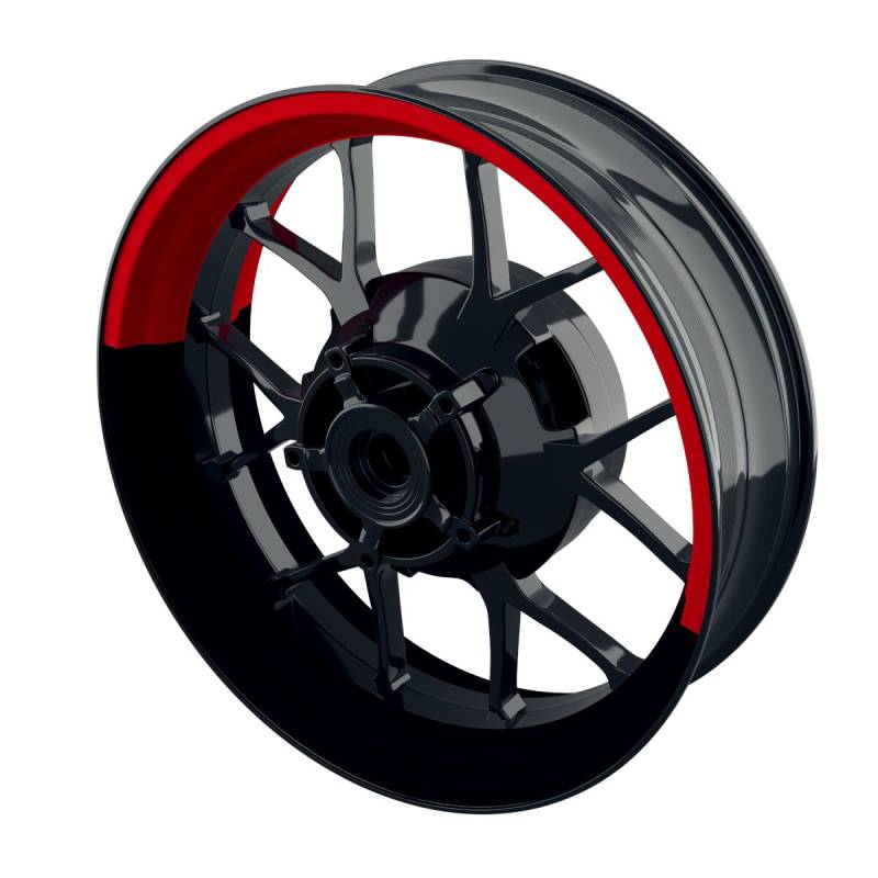 One-Wheel Felgenaufkleber halb halb schwarz rot glänzend von One-Wheel