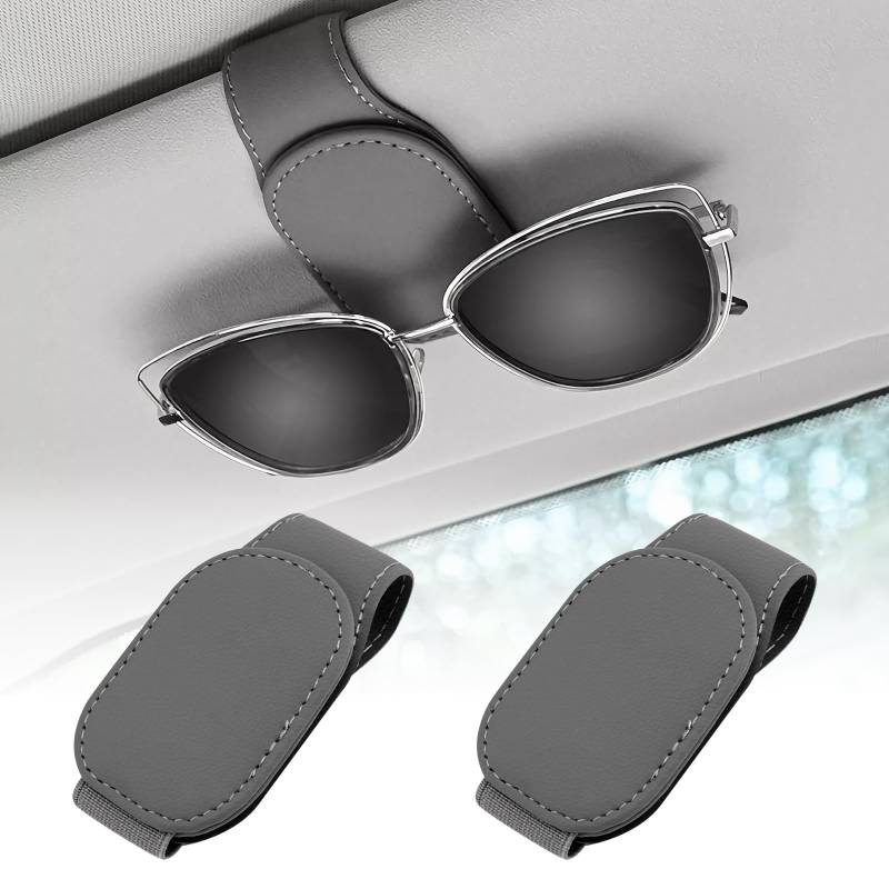 OneNine Brillenhalter für Auto, 2 Stück Magnet Sonnenbrillenhalter Auto, Brillenhalterung Auto, Universal Leder Sonnenbrillen Halterung für Auto Visier Zubehör, Ticket Clip von OneNine