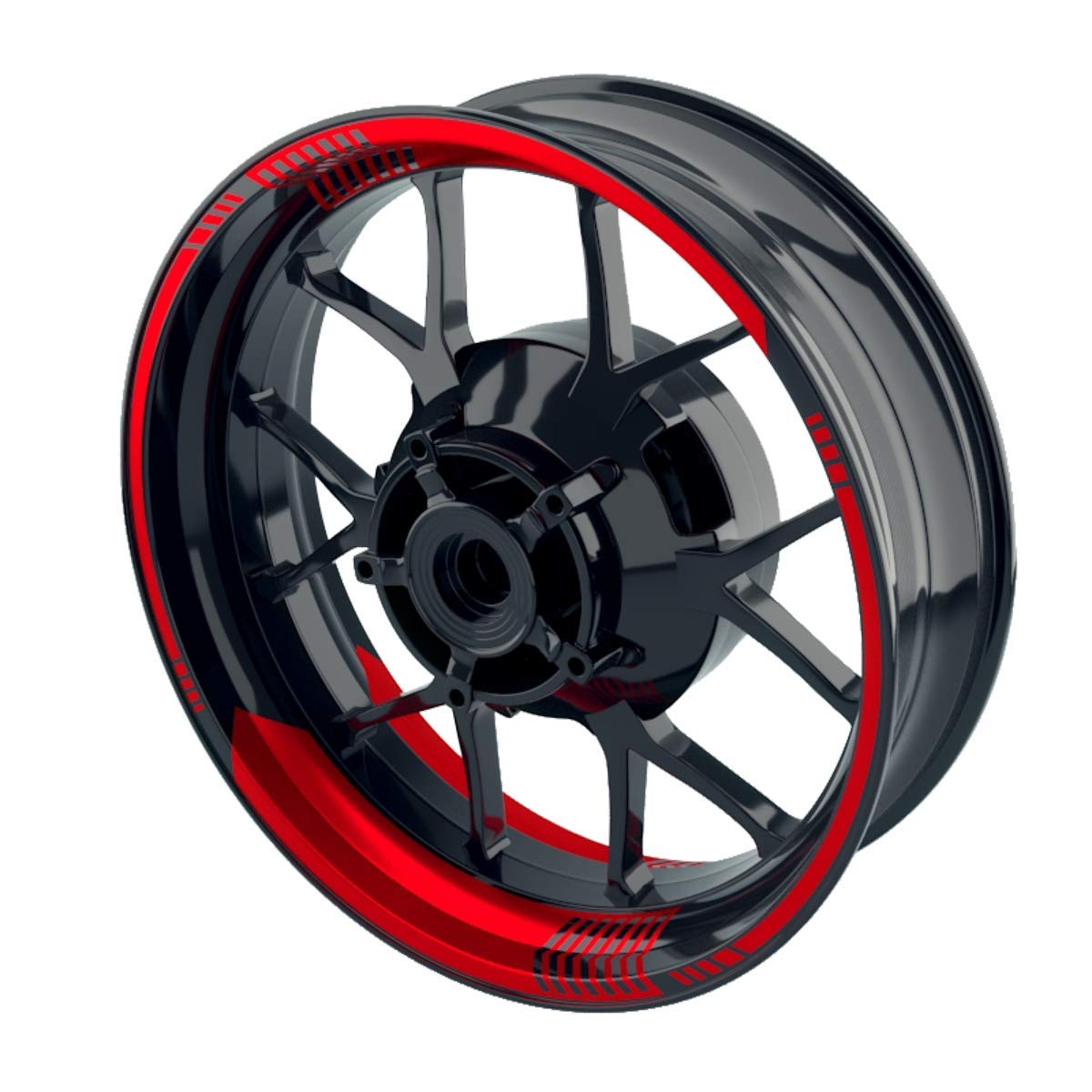 OneWheel Felgenaufkleber Motorrad - Felgenstreifen | Racing V1 Wheelsticker Set für Vorder- & Hinterrad (rot - glänzend) von OneWheel