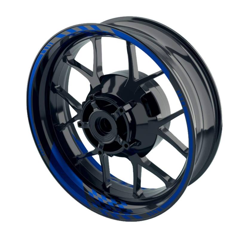 OneWheel Felgenaufkleber Motorrad - Felgenstreifen | Racing Wheelsticker Set für Vorder- & Hinterrad V3 - Felgenrandaufkleber (blau - glänzend) von OneWheel