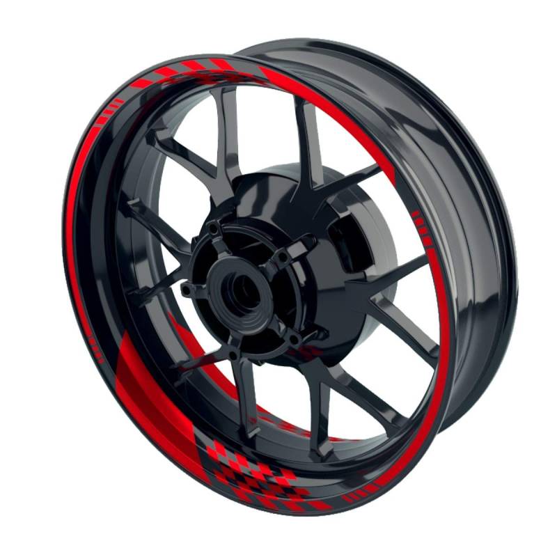 OneWheel Felgenaufkleber Motorrad - Felgenstreifen | Racing Wheelsticker Set für Vorder- & Hinterrad V3 - Felgenrandaufkleber (rot - glänzend) von OneWheel