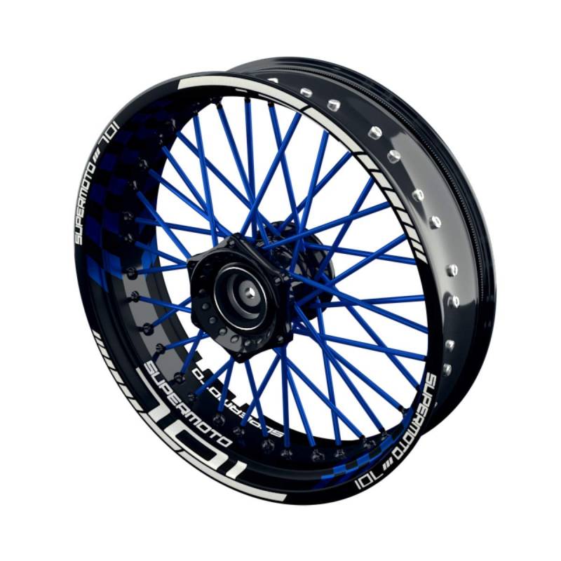 OneWheel Felgenaufkleber Motorrad passend für Husqvarna 701 | 17 Zoll | Vorder- und Hinterrad inkl. Farbiger Spokes (blau) von OneWheel