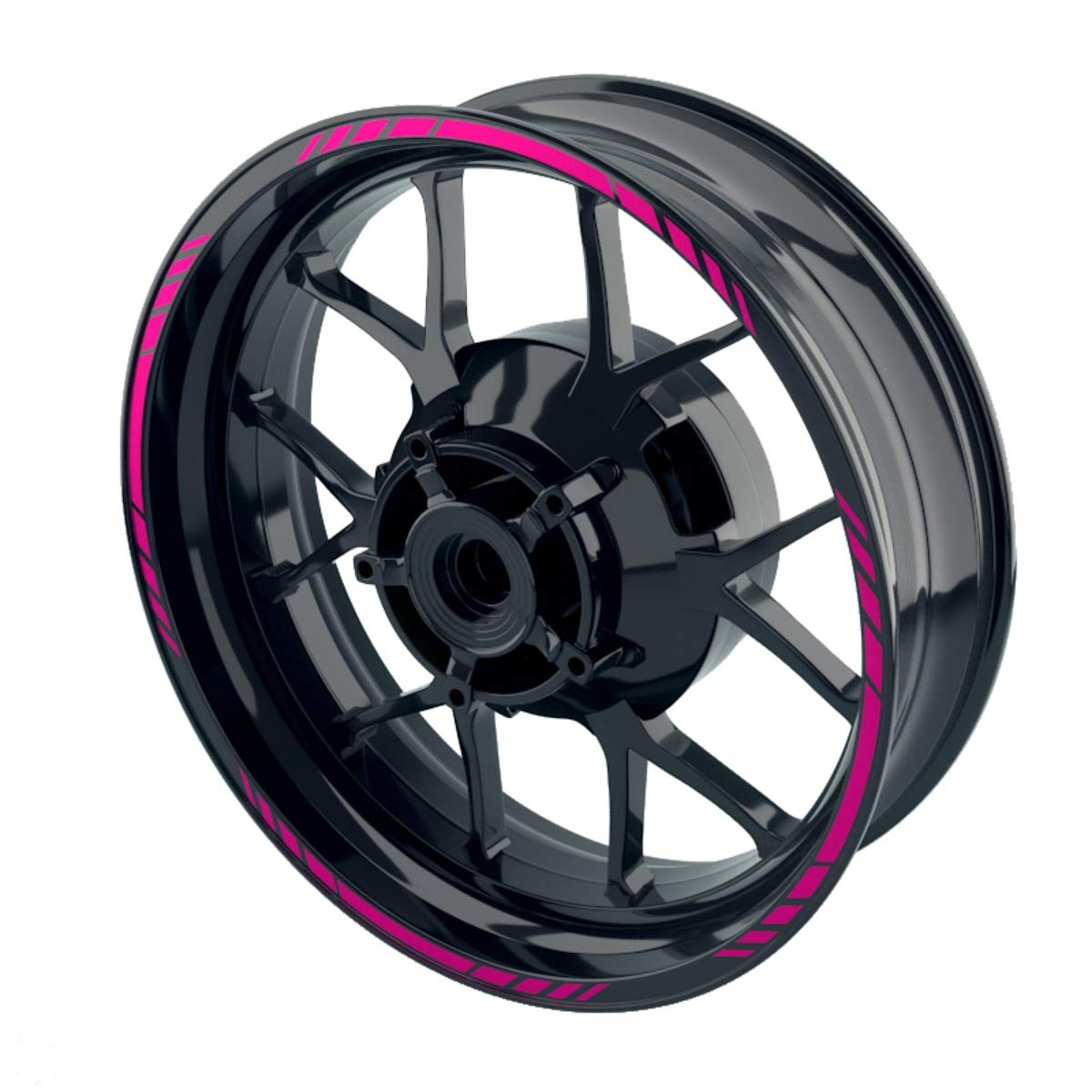 OneWheel Felgenaufkleber für Motorrad oder Auto mit 16 17 18 Zoll Felgen/Design 4 / Komplett-Set 16-teilig vorne und hinten sowie beide Seiten (pink) von OneWheel