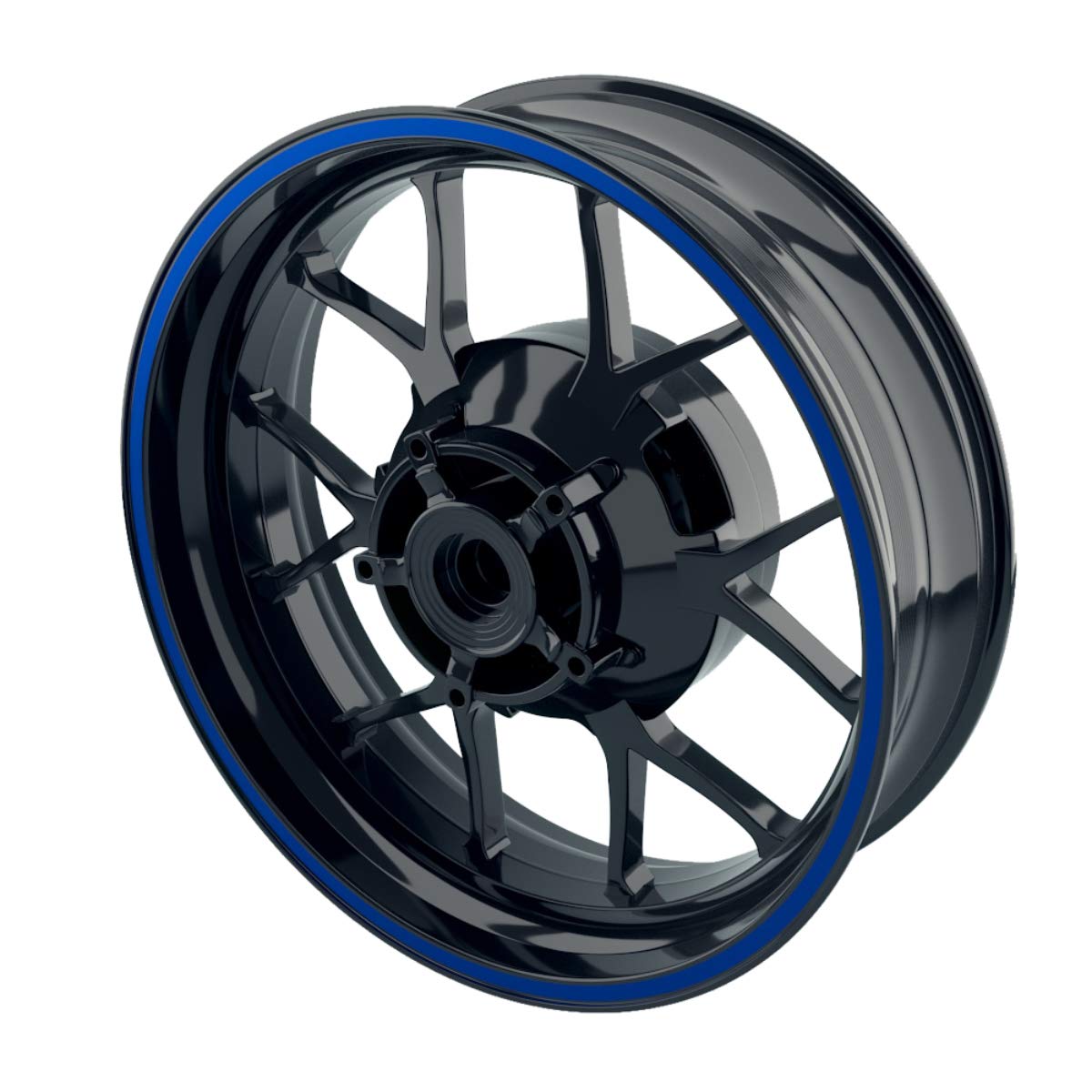 OneWheel Felgenrandaufkleber 8mm Motorrad & Auto (15-19 Zoll) - Farbe wählbar - 10 Felgenstreifen für Vorder- & Hinterreifen (Blau - glänzend) von OneWheel