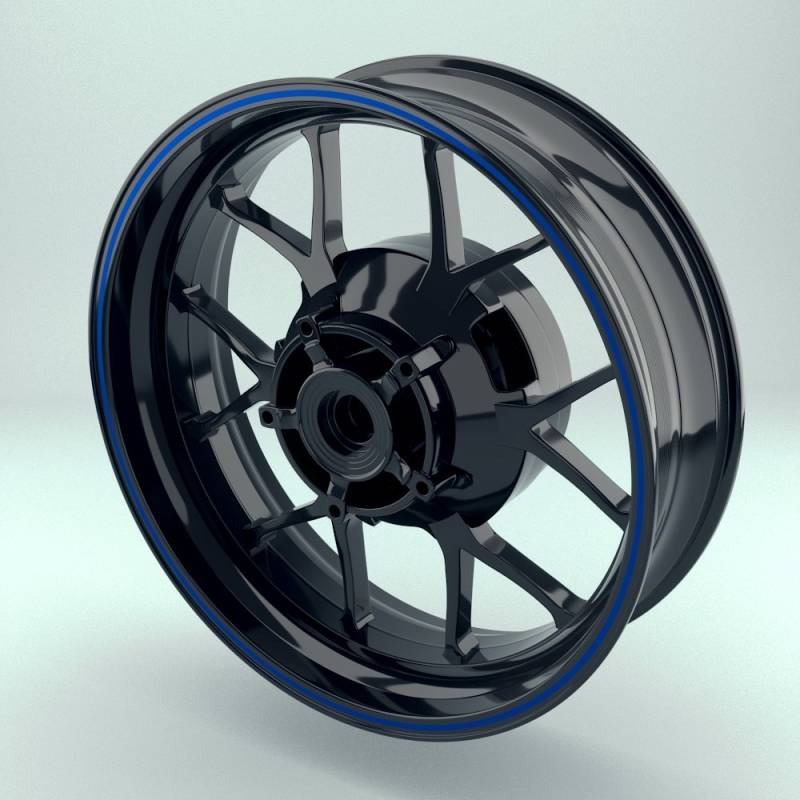 OneWheel Felgenstreifen 4mm für Motorrad & Auto (15-19 Zoll) - Farbe wählbar - Rim Stripes Set für Vorder- & Hinterreifen (Blau - matt) von OneWheel