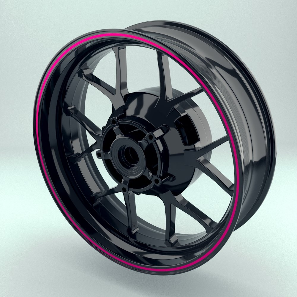 OneWheel Felgenstreifen 4mm für Motorrad und Auto (15-19 Zoll) Pink Rim Stripes Set für Vorder- & Hinterreifen (Violett - glänzend) von OneWheel