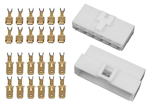 10x Gehäuse Stecker 6,3mm Flachsteckhülsen Flachstecker Steckergehäuse (12 Polig) von Onpira