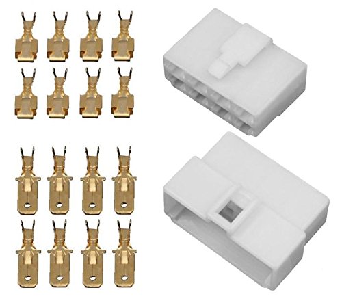 10x Gehäuse Stecker 6,3mm Flachsteckhülsen Flachstecker Steckergehäuse (8 Polig) von Onpira