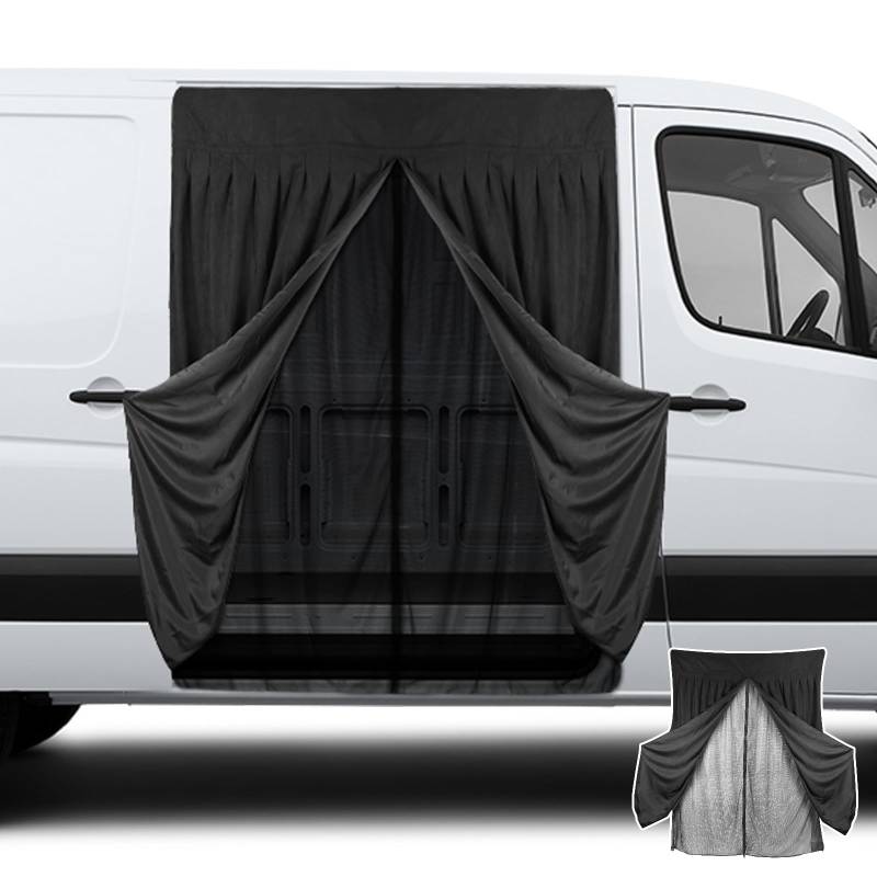 Auto Insektennetz für Mercedes-Benz Sprinter Low Roof, Zweischichtig Magnetische Moskitonetze mit Wildleder Außen für Bugs Insekten zu Vermeiden, Auto Schiebetür Insektennetz für Outdoor-Camping von Opaltool