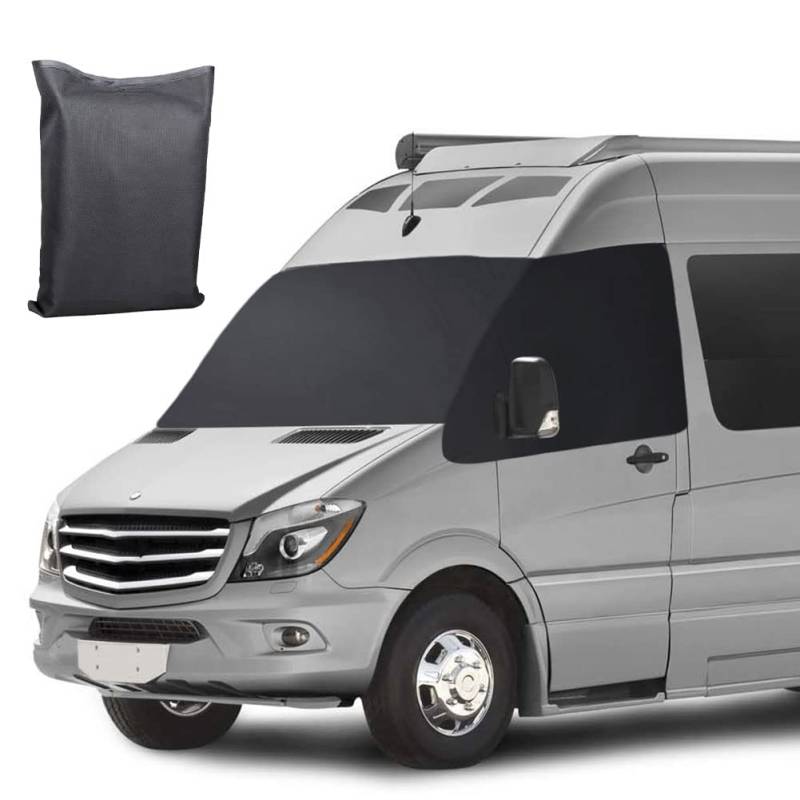 Auto Windschutzscheiben Abdeckung für Mercedes Sprinter 2019-2023, Faltbar 600D Wasserdicht Wetterfest Frontscheibe Wrap Cover Frontscheibenabdeckung Scheibenabdeckung von Opaltool