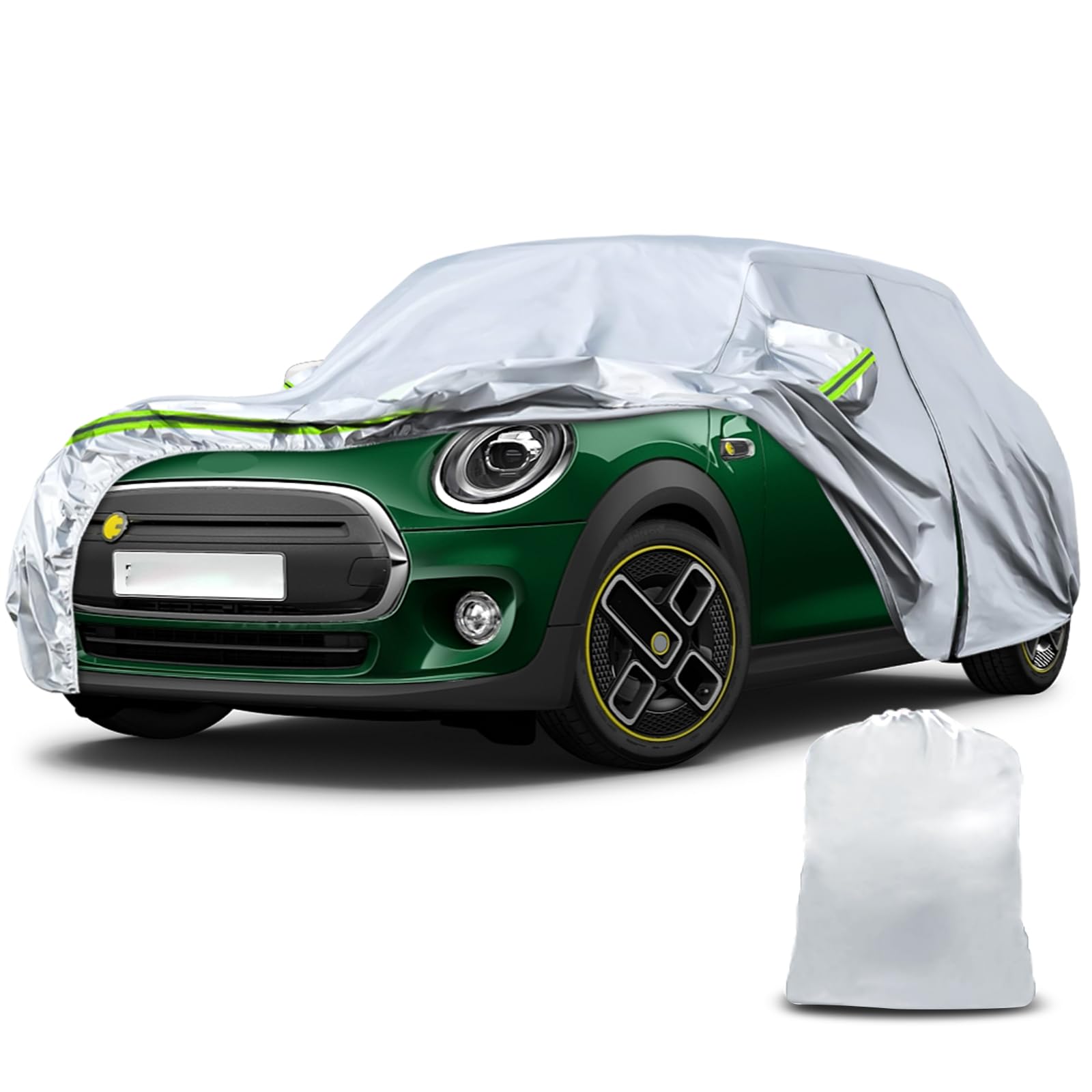 Autoabdeckung Wasserdicht Atmungsaktiv Passend für Mini Electric/Mini Cooper SE 2020-2023, Vollgarage Autoplane mit Tür-Reißverschluss, Schloss und Winddicht Bands für Regen Sonne Staub Schutz von Opaltool